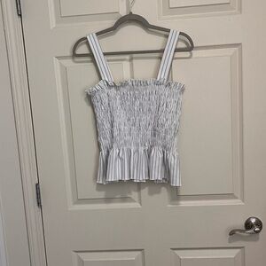 Madewell Cream Striped Ruffle Blouse